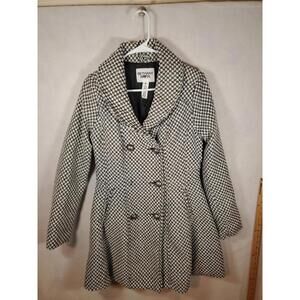 Bethany Mota Peacoat Wool Blend, Buttoned, Lined, PS, Black/White, City, Classic